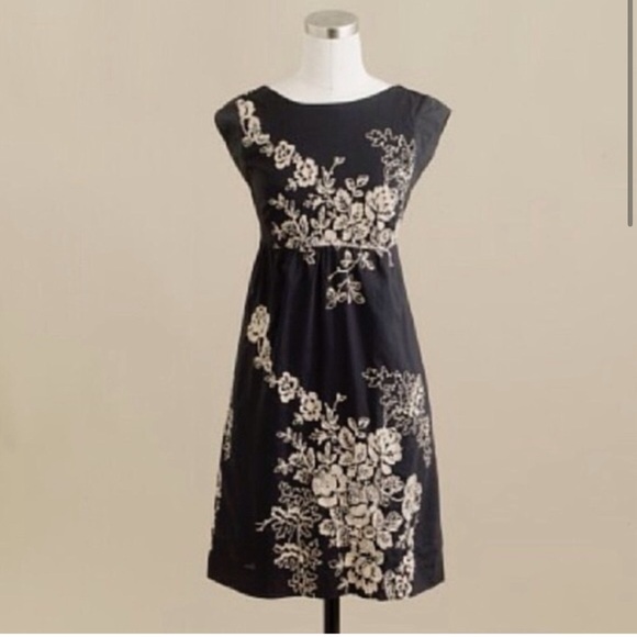 J.Crew Mirabel Embroidered  Dress  4 Gray - Picture 1 of 3